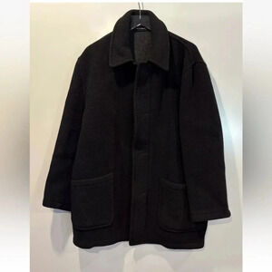 Brooks Brothers Black Wool Car Coat Mens Size‎ Large (SU)